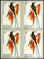 BIRDS-NECTAR SUCKING BIRDS-SCARLET TUFTED SUNBIRDS-RWANDA-1983-BLOCK OF 4-MNH-B6-796 - Colibris