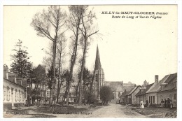 AILLY LE HAUT CLOCHER (80) - Route De Long Et Vue De L' Eglise - Ed. Caumartin, S. Petit, Longpré - Ailly Le Haut Clocher