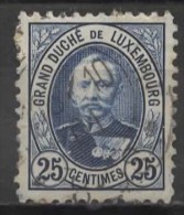 LUXEMBOURG 1891 Grand Duke Adolf -  25c. - Blue FU PAPER ATTACHED - 1891 Adolfo De Frente