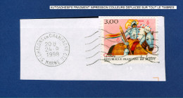* 1998 N° 21 CHEVALIER AVEC PLI AUTOADHÉSIFS PHOSPHORESCENTES 24 . 9 . 1998  OBLITÉRÉ FRAGMENT YVERT TELLIER 1.50 € - Used Stamps