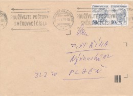 K5655 - Czechoslovakia (1987) Hradec Kralove 10: Use The Postal Codes (letter) Tariff: 1 Kc (stamp: Pres. Gustav Husak) - Codice Postale