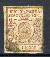 Parma 1857-59 N. 10 C. 25 Bruno Lilla Usato Cat. € 350 - Parma