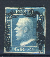 Sicilia 1859 N. 6 Grana 2 Azzurro 1° Tavola Usato, Margini Perfetti, Molt Fresco Cat € 350 - Sicilia