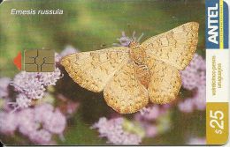 URUGUAY TELECARTE PHONECAR CHIP CARTE A PUCE ANTEL PAPILLON BUTTERFLY MARIPOSA EMESIS RUSSULA - Uruguay