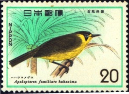 BIRDS-NATURE CONSERVATION-BONIN WHITE EYE-JAPAN-1975-MNH-B6-800 - Specht- & Bartvögel