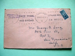 South Africa 1945 Cover To USA - Soldiers - Save Meal And Bread - Food - Briefe U. Dokumente