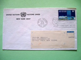 United Nations (New York) 1974 Cover To USA - Building - Human Rights Slogan - Cartas & Documentos