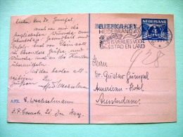 Netherlands 1937 Stationery Postcard To Amsterdam - Flowers Slogan - Cartas & Documentos