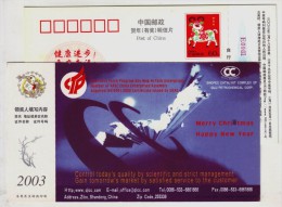 Map,China 2003 Sinopec Catalyst Complex Of Qilu Petrochemical Company Merry Christmas Pre-stamped Card,print Error - Geography