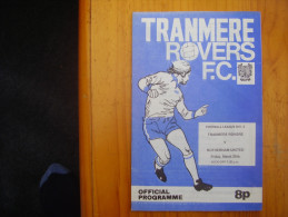 FOOTBALL 1977 TRANMERE ROVERS V ROTHERHAM  UNITED PROGRAMME FOOTBALL LEAGUE Division 3. - Altri & Non Classificati