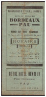 Horaire BORDEAUX-PAU Agence Sud Ouest Excursions 1933-34 (PPP1918) - Europa