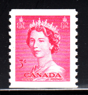 Canada MH Scott #332 3c Queen Elizabeth II, Karsh Portrait Coil - Coil Stamps