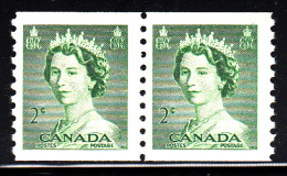 Canada MH Scott #331 2c Queen Elizabeth II, Karsh Portrait Coil Pair - Markenrollen