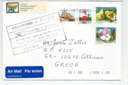 Timbres Fleurs De Magnolias Et Marmottes, Sur Lettre Adressé En Grêce, Avec Cachet Poste Grecque Sur Recto Enveloppe - Brieven En Documenten