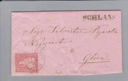 Heimat GR Schlans 1871-02-16 Sitzende Helvetia Brief Nach Glion - Brieven En Documenten