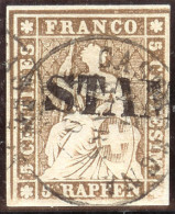 Heimat GR Stampa (Castasegna) 1860-03-17 Lang-O Strubel Zu22Da - Used Stamps