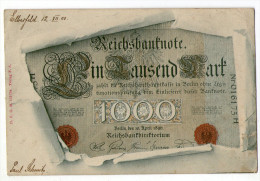 CPA     REICHSBANKNOTE  1000 MARK   GELDSCHEIN       1900 - Coins (pictures)