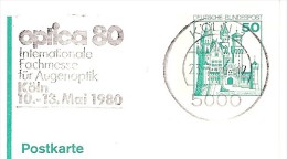 ENTIER POSTAL STATIONERY GANZSACHE GS ALLEMAGNE DEUTSCHLAND GERMANY OPTIQUE OPTICIEN AUGENOPTIK OPTIK OPTICA 1980 KOLN - Physics