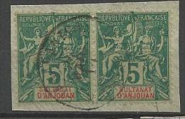 ANJOUAN PAIRE DE N° 4 OBL FIANARANTSOA / MADAGASCAR CENTRAGE PARFAIT - Used Stamps