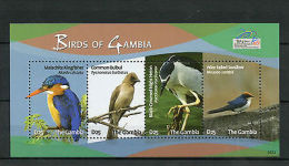 Gambia 2009 MNH Birds 4v M/S Philakorea Kingfisher Bulbul Heron Swallow - Sin Clasificación