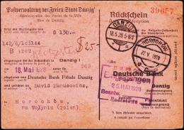 1928. Rüchschein Avis De Reception Von Gulden 130. HOROCHOW 22 V. 1928. + DANZIG 18.5.28.  (Michel: ) - JF182075 - Covers & Documents