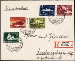 1938. WINTERHILFSWERK. 5 Ex. DANZIG WINTERHILFSWERK 1938-39 30.11.38. Rec. To Ludwigsha... (Michel: 284-288) - JF182070 - Storia Postale