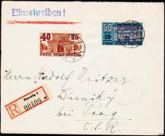 1936. WINTERHILFSWERK. 40+20 Pf. + 50 + 20 Pf. DANZIG 22.3.37. Rec. To Prag, CSR.   (Michel: 265-266) - JF182069 - Covers & Documents