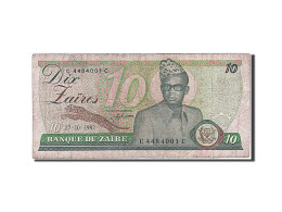 Billet, Zaïre, 10 Zaïres, 1982-1985, 1982-10-27, KM:27A, TTB - Zaïre