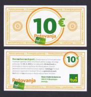 SLOVENIA - 10 Euro TUŠ  Coupon 2012  For Holidays  UNC - Slowenien