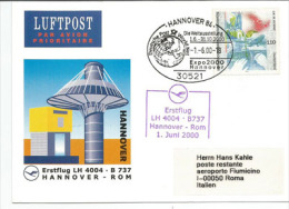 EXPO UNIVERSELLE HANNOVER 2000 / Vol Special Deutsche Post-World Net Hannover-Roma (Italie) 1 Juin 2000 (RARE) - 2000 – Hanovre (Allemagne)