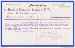 1925 - MEMORANDUM De ANTÓNIO JOAQUIM CORRÊA & FILHOS - PORTO, 9 DE OUTUBRO DE 1925 - Portogallo