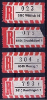 D+ Deutschland 1988 Mi Xx Reco-Zettel Bruchköbel, Merzig, Reutlingen, Wittlich - R- & V- Vignetten