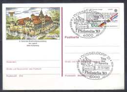 Germany  Illustrated Postcard Stamp Exhibition For Youth Najubria 1983 , Sports Day Dusseldorf 1983 - Cartes Postales Illustrées - Oblitérées