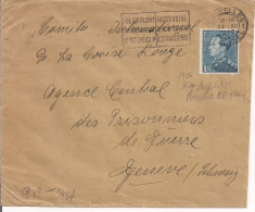 KING LEOPOLD III Fr.1,75, Sur L'enveloppe Timbre 28/12/1940 BRUXELLES, PLAQUE POUR LA CROIX-ROUGE Genève, - 1934-1935 Léopold III