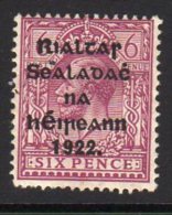 Ireland 1922 Thom 6d Reddish-purple Rialtas SG39, Hinged Mint - Nuovi