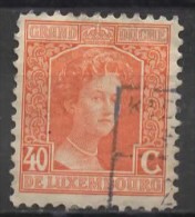 LUXEMBOURG 1914  Grand Duchess Adelaide -  40c. - Red   FU PAPER ATTACHED - 1914-24 Marie-Adélaïde