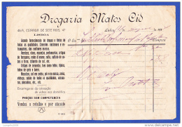 PORTUGAL - DROGARIA MATOS CID - ESTRADA DE SETE RIOS, 46-A, 47 . LISBOA -- 14.AGOSTO.1917 - Portugal