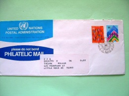 United Nations (New York) 1984 FDC Cover To USA - Human Rights - Youth Year - Cartas & Documentos