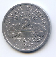 2 Francs  "Etat Français"  1943   TTB  Boite2 - 2 Francs