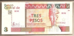 Cuba  Banconota Circolata Da 3 Pesos Convertibili - 2007 - Cuba