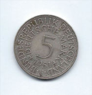 Allemagne, République Fédérale, 5 Deutsche Mark 1951 F (Stuttgart), KM 112.1 - 5 Marcos