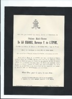 Annonce Messe/Marie Thérése De La Grange, Baronne F. De L'Epine/37 Ans /Chateau De Prouzel/Somme /1894   FPD66 - Esquela