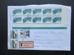 Berlin 1991 Wertbrief MiF Nr. 863 / 831 Und 835. Eckrandstück Mit Bogenzählnummer. Randleiste!! - Brieven En Documenten