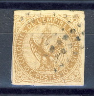 Colonie Francesi, Emissioni Generali  1859-65 N. 3 C. 10 Bistro Giallo Usato - Eagle And Crown