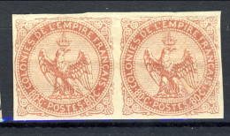 Colonie Francesi, Emissioni Generali  1859-65 N. 6 C. 80 Rosa Coppia Orizzontale MH, Leggera Piega Trasversale - Águila Imperial