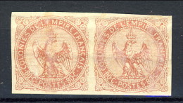 Colonie Francesi, Emissioni Generali  1859-65 N. 6 C. 80 Rosa Coppia Orizzontale MH, Leggera Piega Trasversale - Eagle And Crown
