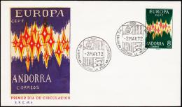 1972. EUROPA CEPT 8 PTAS FDC ANDORRA 2.MAY.72.  (Michel: 71) - JF182077 - Otros & Sin Clasificación