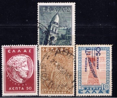 GR+ Griechenland 1948 1950 1953 1956 Mi 82 83 88 90 Zwangszuschlagsmarken - Revenue Stamps