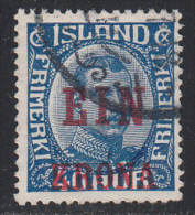 Iceland 1926 Cancelled, 1k On 40a, Dk Blue, Sc# 150, SG - Usados