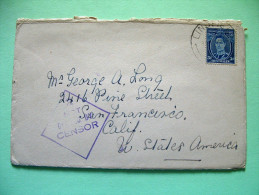 Australia 1941 Censored Cover To USA - King George VI - Red Cross Label - Cartas & Documentos